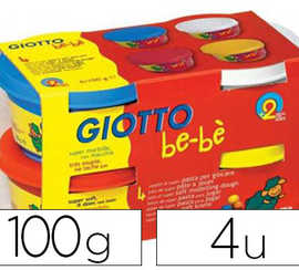 p-te-amodeler-giotto-be-be-te-sta-dermatologiquement-coloris-assortis-rouge-jaune-cyan-blanc-4-pots-100g