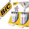 STYLO-BILLE BIC 4 COULEURS SHINE SILVER ROSE VIOLET BLEU PRÉSENTOIR TUBO 40 UNITÉS STYLO-BILLE BIC 4 COULEURS SHINE SILVER ROSE VIOLET BLEU PRÉSENTOIR TUBO 40 UNITÉS