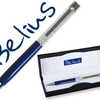 STYLO-BILLE BELIUS GRANADA CAP UCHON TRANSPARENT CRISTAUX BRILLANTS CORPS LAQUA BLEU ENCRE BLEUE POINTE 1MM