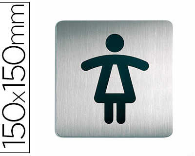 plaque-pictogramme-durable-wc-femme-carra-grand-format-acier-brossa-inoxydable-pastille-adhasive-au-dos-150x150mm