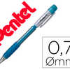 PORTE-MINE PENTEL FIESTA GRIP CAOUTCHOUC CONFORT AGRAFE ET GOMME RECHARGEABLE MINE 0,7MM CORPS COLORIS BLEU