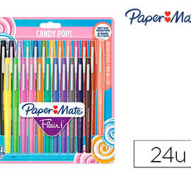 stylo-feutre-paper-mate-flair-original-pointe-moyenne-1mm-longue-durae-de-vie-pochette-24-coloris-assortis-candy-pop