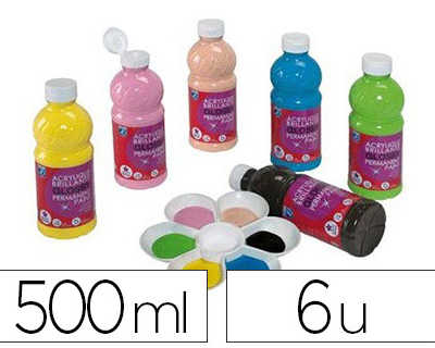 peinture-acrylique-lefranc-bou-rgeois-glossy-fluide-brillante-indalabile-multi-supports-assortiment-6-flacons-500ml