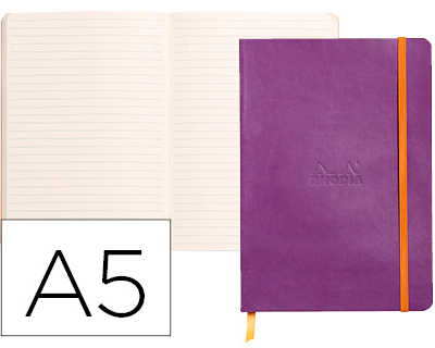 carnet-souple-clairefontaine-r-hodiarama-a5-ligna-160-pages-papier-ivoire-90g-fermeture-alastique-coloris-violet