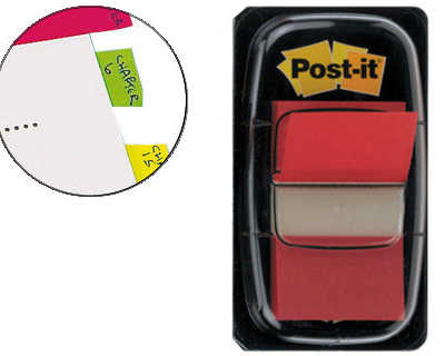 marque-pages-post-it-standard-index-25x44mm-50f-coloris-rouge