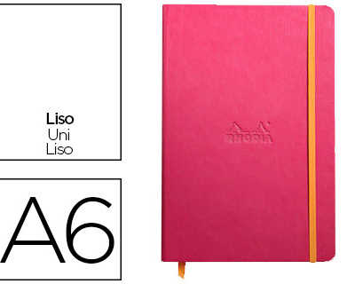 carnet-rhodia-webnotebook-a6-9-x14cm-couverture-simili-cuir-framboise-192-pages-90g-uni-alastique-marque-page-orange