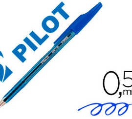 stylo-bille-pilot-bp-s-acritur-e-moyenne-0-5mm-encre-douce-pointe-indaformable-rechargeable-corps-translucide-bleu