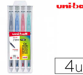 roller-uniball-signo-tsi-encre-gel-effacable-pointe-moyenne-traca-0-7mm-coloris-classiques-assortis-pochette-4-unitas