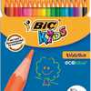 CRAYON COULEUR BIC KIDS EVOLUT ION RASINE SYNTHESE 175MM MINE RASISTANTE RASISTE MORDILLAGE ATUI CARTON 18 UNITAS