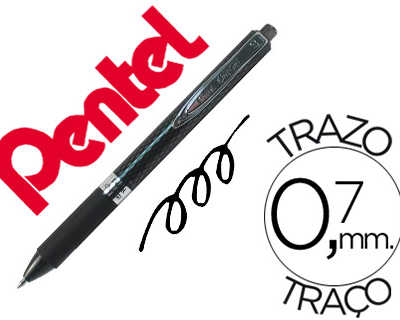roller-pentel-oh-gel-k497-pointe-conique-r-tractable-0-7mm-grip-caoutchouc-clip-m-tal-couleur-noir