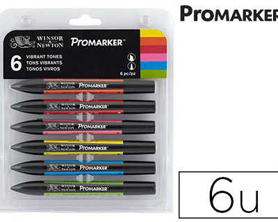 marqueur-professionnel-w-n-promarker-double-pointe-tons-vibrants-jaune-mandarine-pavot-cerise-cyan-vert-vif-set-6-unit-s