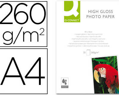 papier-photo-q-connect-jet-d-e-ncre-glaca-ultra-brillant-a4-260g-m2-compatible-toute-imprimante-paquet-20-feuilles