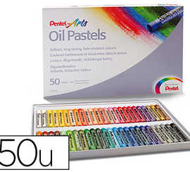 pastel-huile-pentel-corps-rond-enrobage-papier-non-salissant-diametre-8mm-bo-te-50-unitas