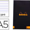 BLOC AGRAFÉ RHODIA BLACK LE RN16 A5 14.8X21CM COUVERTURE PELLICULÉE 70F 90G LIGNÉ MICROPERFORÉ COLORIS NOIR