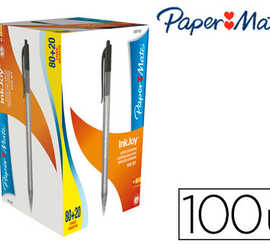 stylo-bille-paper-mate-inkjoy-100-acriture-moyenne-0-5mm-encre-ultra-douce-rasiste-bavures-ratractable-noir-pack-100u