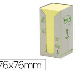 bloc-notes-post-it-papier-recycl-76x76mm-100f-bloc-repositionnables-coloris-jaune-tour-16-blocs