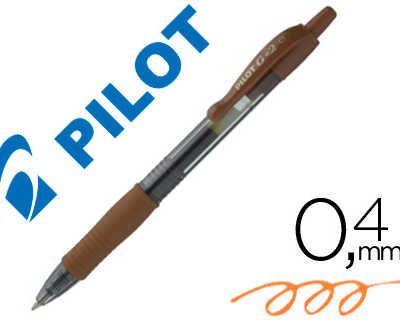 stylo-bille-pilot-g2-7-criture-moyenne-0-4mm-encre-gel-r-tractable-corps-translucide-grip-caoutchouc-caramel