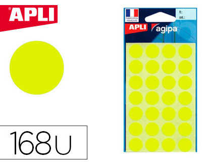 pastille-adhasive-apli-agipa-d-iametre-15mm-coloris-jaune-pochette-168-unitas