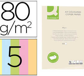 papier-couleur-q-connect-multi-fonction-a4-80g-m2-5-coloris-assortis-clairs-ramette-500-feuilles