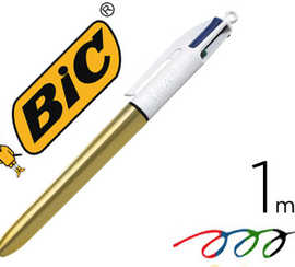 stylo-bille-bic-4-couleurs-shi-ne-pointe-1mm-acriture-moyenne-corps-dora-matallisa-brillant