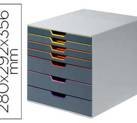 module-classement-durable-vari-color-abs-7-tiroirs-diffarentes-hauteurs-porte-atiquettes-insertions-personnalisables