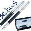 PARURE STYLO-BILLE STYLO-PLUME BELIUS VALENCIA CORPS REPTILE NOIR DATAILS LAQUAS ENCRE BLEUE POINTE 1MM