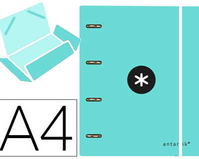 classeur-liderpapel-antartik-4-anneaux-ronds-25mm-a4-carton-rembord-feuillets-mobiles-q5x5-coloris-menthe