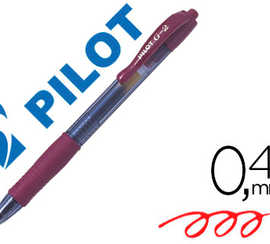 stylo-bille-pilot-g2-7-fun-ecriture-moyenne-0-4mm-encre-gel-ratractable-corps-translucide-grip-caoutchouc-bordeaux