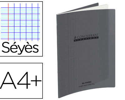 cahier-piqua-conquarant-classi-que-couverture-polypropylene-rigide-transparente-a4-24x32cm-96-pages-90g-sayes-gris