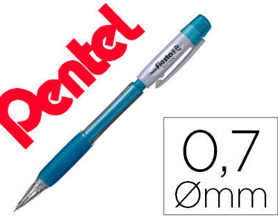 porte-mine-pentel-fiesta-grip-caoutchouc-confort-agrafe-et-gomme-rechargeable-mine-0-7mm-corps-coloris-bleu