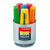 SURLIGNEUR STABILO BOSS TRACA 2/5MM POINTE BISEAUTAE ENCRE UNIVERSELLE BASE EAU RASISTANTE LUMIERE POT 6 UNITAS