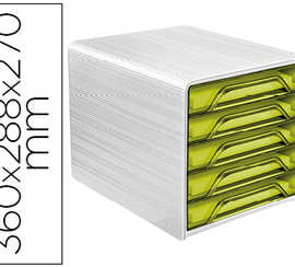 bloc-classement-cep-smoove-de-5-tiroirs-interchangeables-dim-360x288x270mm-coloris-blanc-anis