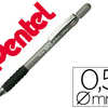 PORTE-MINE PENTEL A310 0.5MM C ORPS PLASTIQUE CANON 4MM EMBASE CAOUTCHOUC ERGONOMIQUE 2 MINES HI-POLYMERE COLORIS GRIS