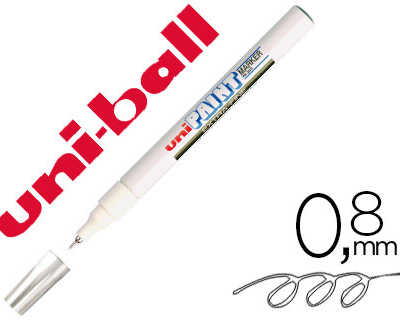 marqueur-uniball-paint-marker-permanent-pointe-extra-fine-encre-base-huile-tous-supports-rasiste-800-degras-blanc