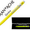 STYLO-BILLE CARAN D'ACHE 849 P OP LINE FLUO ALUMINIUM CLIP CORPS HEXAGONAL FLASHY JAUNE FLUO ENCRE BLEUE POINTE MOYENNE