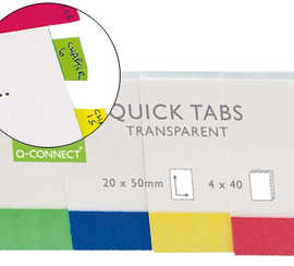 marque-pages-q-connect-25x45mm-200f-repositionnable-4-coloris-transparents-pack-4x40