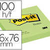 BLOC-NOTES POST-IT 76X76MM COLORIS VERT PASTEL