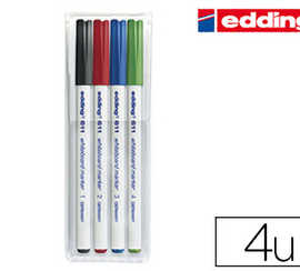 marqueur-edding-e611-spacial-k-ids-pointe-fine-ogive-1mm-rasistante-faible-odeur-corps-plastique-pochette-4-unitas