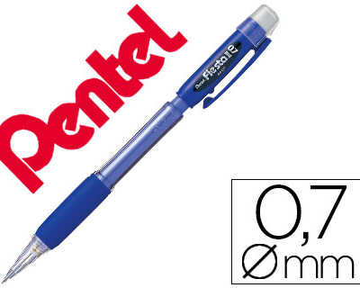 porte-mine-pentel-fiesta-0-7mm-rechargeable-grip-caoutchouc-gomme-avec-capuchon-corps-bleu