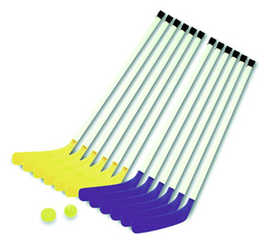 kit-hockey-junior-contient-12-crosses-95cm-6-bleus-6-jaunes-1-palette-1-balle