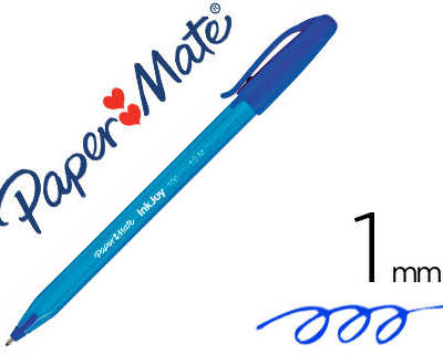 stylo-bille-paper-mate-inkjoy-100-cap-criture-fine-bleu