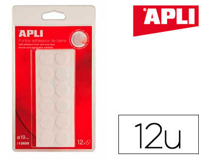 pastille-auto-agrippante-apli-adhasive-19mm-diametre-coloris-blanc-12-unitas