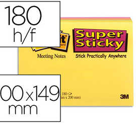 bloc-notes-post-it-super-stick-y-grand-format-203x152mm-meeting-notes-45f-coloris-naon-vert-jaune-orange-fuchsia-4-blocs
