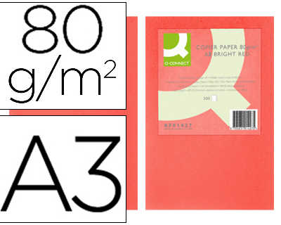 papier-couleur-q-connect-multi-fonction-a3-80g-m2-unicolore-rouge-intense-ramette-500-feuilles