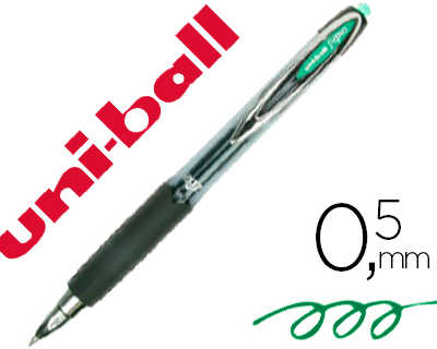 stylo-bille-uniball-rt-207-criture-moyenne-0-5mm-r-tractable-encre-gel-double-bille-s-chage-imm-diat-coloris-vert