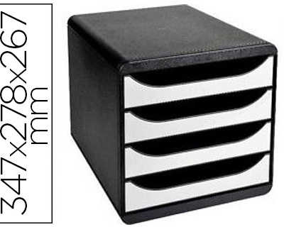 module-classement-exacompta-bi-g-box-4-tiroirs-ouverts-monobloc-ultra-rigide-347x278x267mm-coloris-noir-blanc-glossy