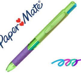 stylo-bille-paper-mate-inkjy-q-uatro-fun-new-joie-de-vivre-pointe-moyenne-4-couleurs-corps-vert