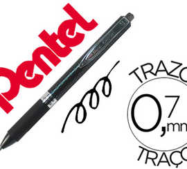 roller-pentel-oh-gel-k497-pointe-conique-r-tractable-0-7mm-grip-caoutchouc-clip-m-tal-couleur-noir