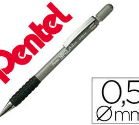 porte-mine-pentel-a310-0-5mm-c-orps-plastique-canon-4mm-embase-caoutchouc-ergonomique-2-mines-hi-polymere-coloris-gris