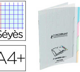 cahier-piqua-conquarant-classi-que-4en1-polypropylene-4-onglets-a4-24x32cm-140-pages-90g-sayes